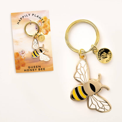 Queen Honey Bee Keychain Bag Charm, Garden Bee Gifts