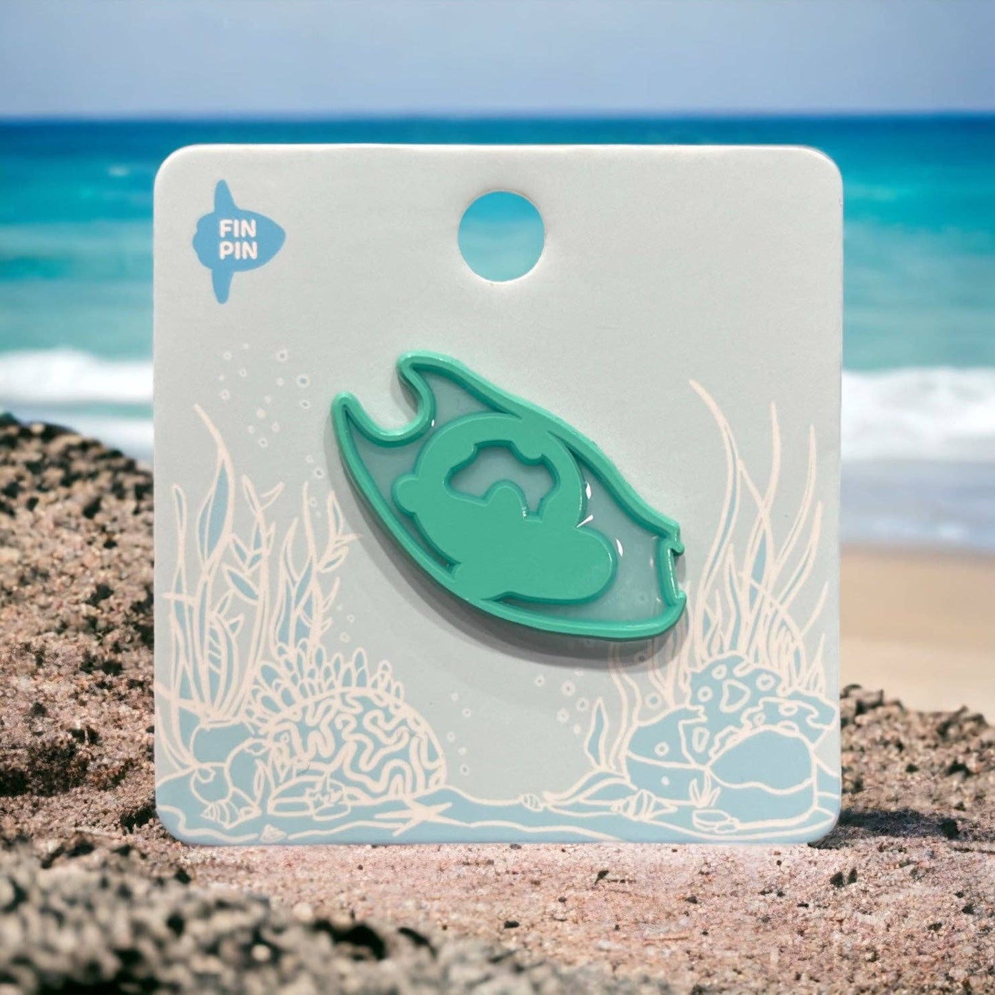 Mermaid's Purse Egg Case Teal Enamel Pin