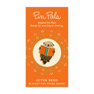 OTTER READ ENAMEL PIN