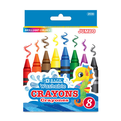 8 Color Jumbo Crayons, for Kids School Coloring