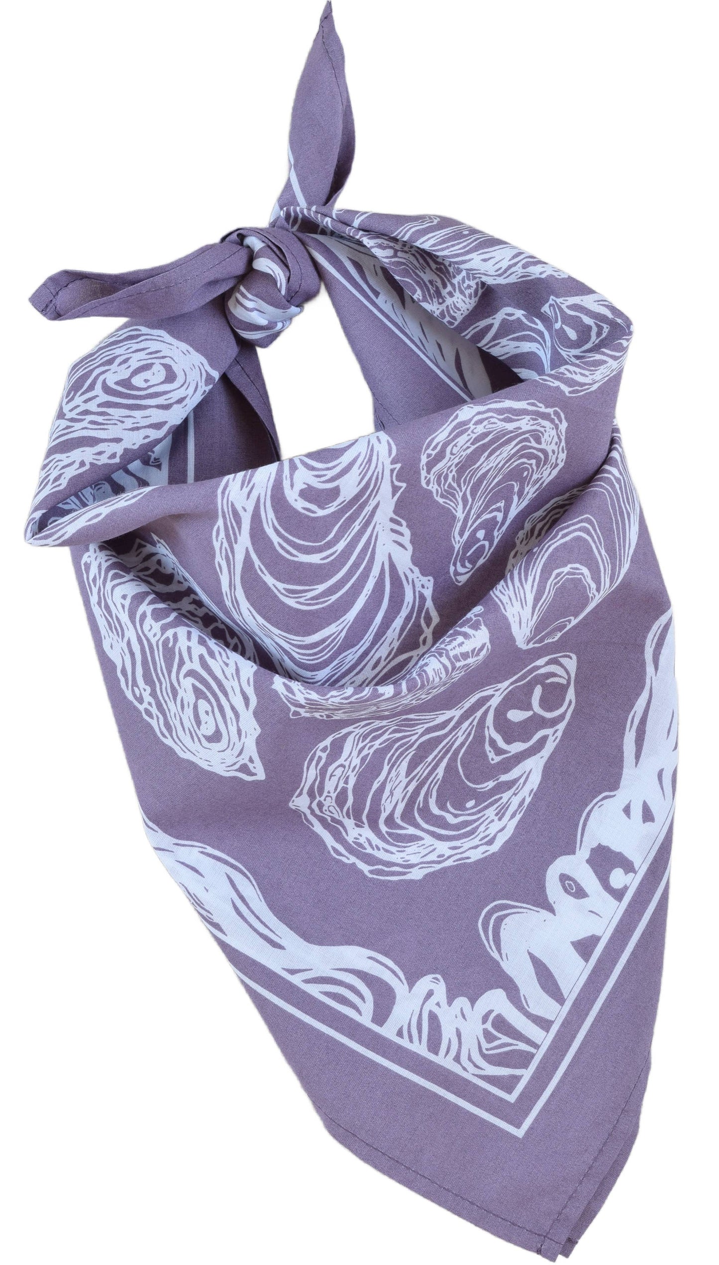 Oyster Bandana - 100% Cotton - Hand Printed - Dusty Purple