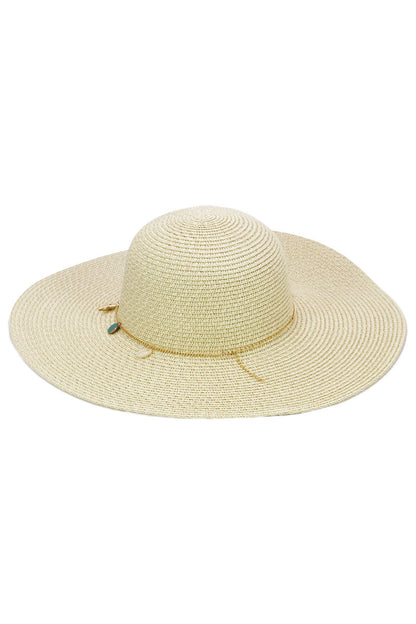 Seashell Starfish Gold Chain Straw Floppy Sun Hat