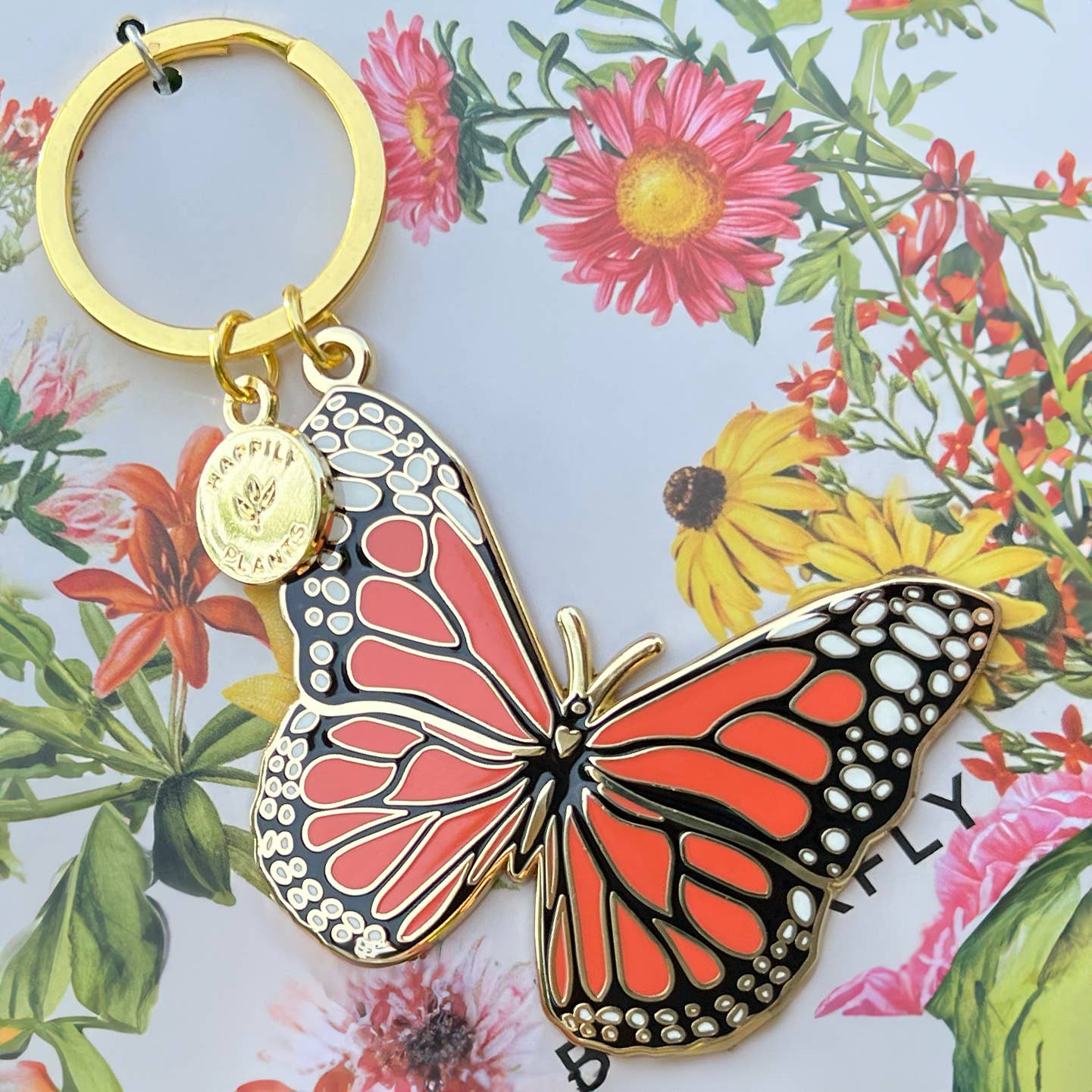Monarch Butterfly Keychain Bag Charm,  Stocking Stuffer Gift