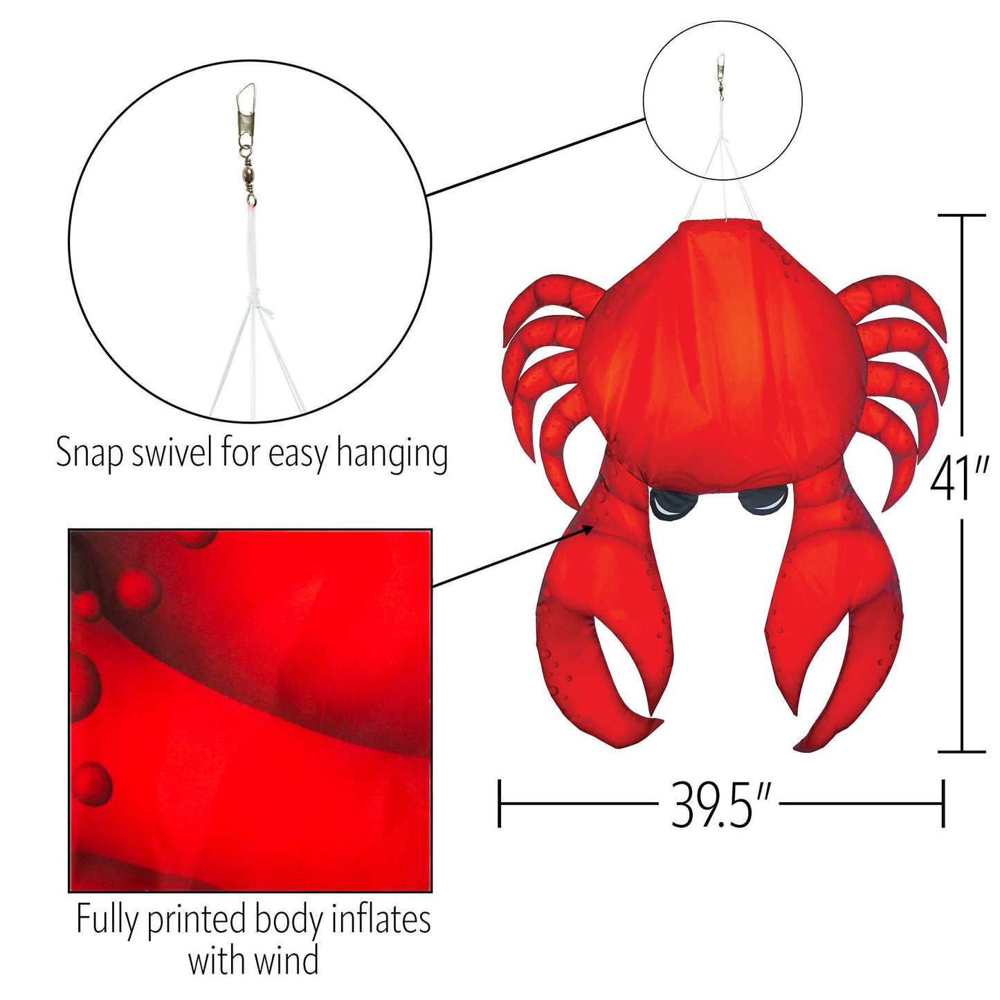 40" Realistic Crab 3D Windsock