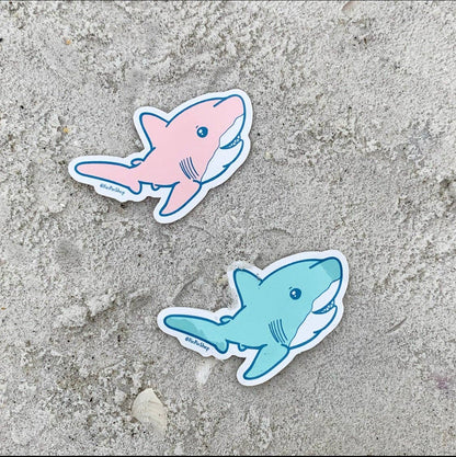 Blue chubby shark sticker