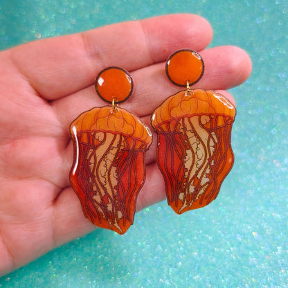 Moon Jellyfish Shrink Plastic UV Resin Earrings