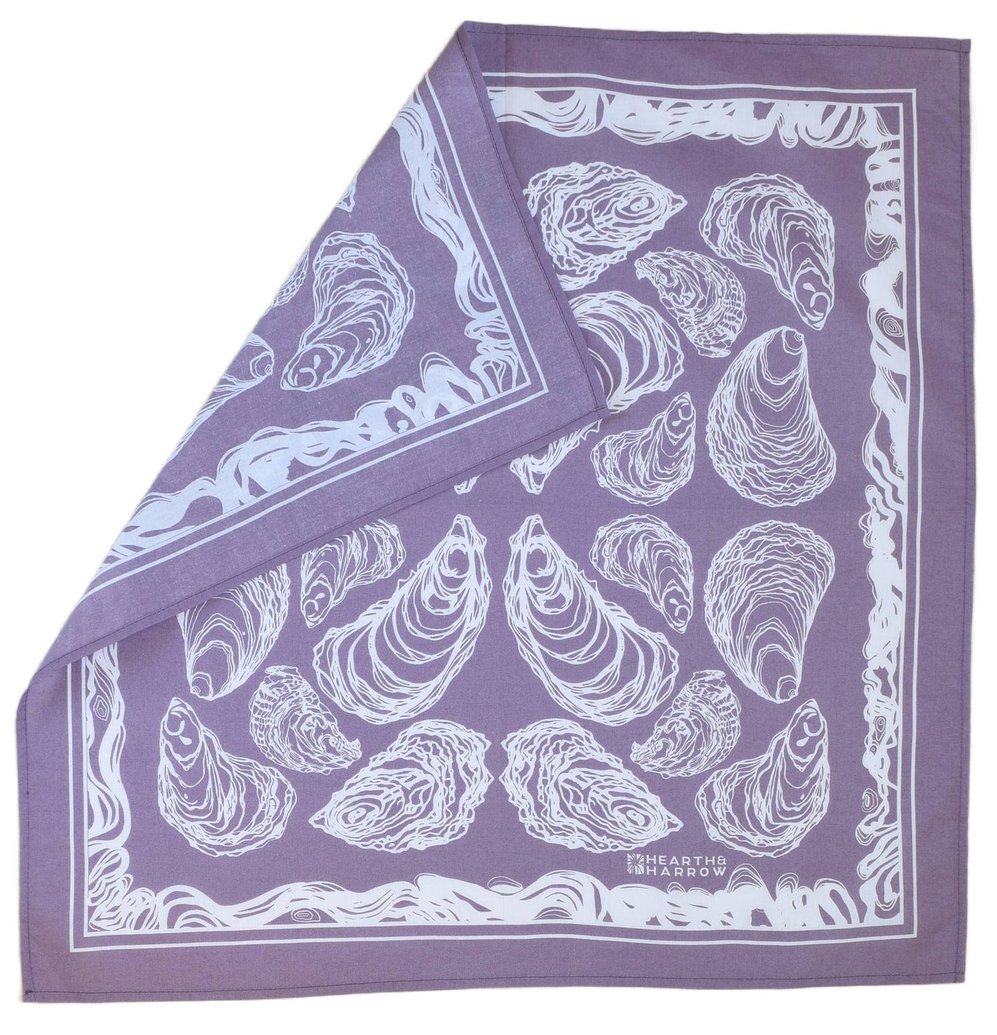 Oyster Bandana - 100% Cotton - Hand Printed - Dusty Purple