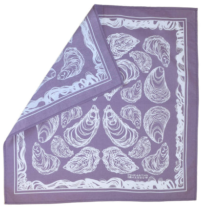Oyster Bandana - 100% Cotton - Hand Printed - Dusty Purple