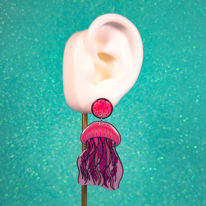 Moon Jellyfish Shrink Plastic UV Resin Earrings