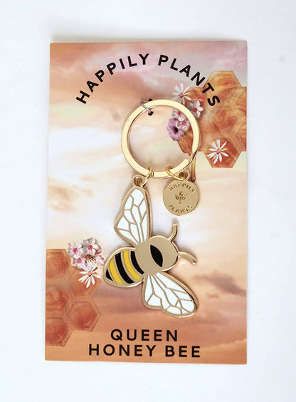 Queen Honey Bee Keychain Bag Charm, Garden Bee Gifts