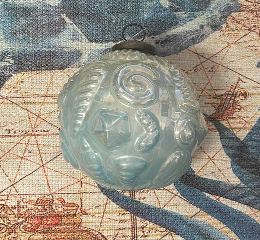 BLUE SHELLS GLASS ORNAMENT